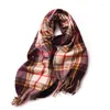 Foulards Mode Hiver Chaud Épaissir Doux Longue Femmes Écharpe Profitez D'élégantes Dames Cachemire Châles Stripe Plaid Foulard