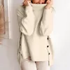 Pulls pour femmes surdimensionnées pour femmes automne hiver pull en tricot bouton côté fil épais pull col roulé femme vêtements vintage