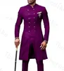 Costumes pour hommes Jeltoin 2023 Rouge Long Double Boutonnage Hommes Costume Mandarin Revers Marié Tuxedos Robe De Mariée Formelle Blazer Bal Dîner