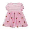 Sukienki dla dziewczynki małe sukienki dla dzieci maven bawełniany truskawkowy krótkie rękawy letnia sukienka dla dzieci swobodne ubrania dla dzieci 2-7 yyear 231016