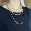 3/4MM 316L Rope Chain Necklace Stainless Steel Never Fade Waterproof Choker Men Women Jewelry Gold Color Chains Gift Drop Shipping YMN075