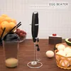 Electronic Milk Frother Handheld for Coffee with Stand, Electric whisk Drink Mixer Mini Foamer for Cappuccino, Frappe, Matcha, Hot Chocolate, Silver/Black
