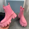 Dameslaarzen Designerlaarzen Martin Motorlaarzen Platform Comfort Kalfsleer Drievoudig Zwart Roze Luxe Merk Mode Dames Winter Enkellaarsjes Maat 35-41