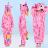 Vinterflanell mjuk varm enhörning kigurumi huva djur tecknad pojkar pyjamas pamas för flickor barn sömnkläder282v9159597