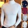 Design Casual Men Winter Sweaters Solid Color Turtle Neck Long Sleeve Sticked Slim Mens tröja Pullover Knit2130