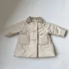 Down Coat Boys Children Solid Long Cotton Padded Jacket Stäng av krage Kordkvarter Tjock Cardigan Girls Warme Outwear 231017