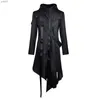 Men's Wool Blends Vintage Gothic Coat Splice Zipper Belt Hooded Long Sleeve Long Jacket Steampunk Trench Coat Gothic Jacket Cosplay ComeL231017