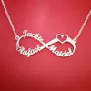 Stainless Steel Heart Charms Custom Name Necklace Personalized Rose Gold Silver Infinity Pendant Friendship Gift Jewelry BFF199E