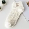 Beyaz yaz kadınları için çoraplar basılı harajuku moda ile fantezi pamuk