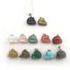 Mixed Lot Natural Stone Skull Shape Pendant Silver Color Chain Necklaces For Promotion 12pcs lot230I