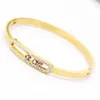 Gold Bracelet Femme Jewelry Stainless Steel Zircon Can Slide Cuff Bracelets For Women Bracelets & Bangles Whole223V