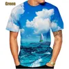 T-shirts pour hommes Mode Hommes/Femmes 3D Magnifique Océan Imprimé T-shirts Décontracté Été Mer Plage Actif à manches courtes Hauts