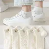 Meias femininas para o verão branco algodão extravagante com impressão harajuku moda lolita escola animal flor meninas bonito