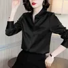 Damesblouses Mode Lange Mouw Kantoor Dames Tops En Blouse 2023 Herfst Knoppen Shirt Vrouwen Zijde Witte Top Femme Koreaanse Shirts