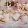 Cadeau cadeau 10pcs boîte de bonbons de mariage avec couverture en bois biscuits boîtes d'emballage de chocolat pour les invités anniversaire baby shower fournitures de fête