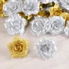 Dekoratif Çiçekler 10/20/30pcs 6cm Altın Yapay Gül Çiçek Kafası İpek Sahte Diy Scrapbooking Aksesuarları Düğün Partisi Ev Dekorasyon