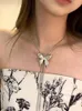 Pendentif Colliers Mode Y2K Papillon Collier pour Femmes Fille Argent Couleur Clavicule Chaîne Ras Du Cou À La Mode 2023 Fête