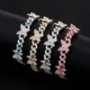 Europa en Amerika Mode Mannen Vrouwen Armband Goud Zilver Kleuren CZ Vlinder Diamant Cubaanse Ketting Armband Gift247w