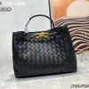 Andiamo Designer Tote Bags Handtassen Portemonnees Dames Luxe Grote Boodschappentas Dames Strik Geweven Gevlochten Echt Lederen Schoudertas Gouden Gesp Effini