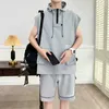 Survêtements pour hommes Summer Ice Soie T-shirt sans manches Shorts Costume Adolescents Étudiants Casual Gilets amples Pantalons cinq-quarts Vêtements de sport pour hommes