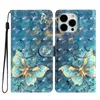 3D Flower Butterfly Leather Plånbok Fodral för iPhone 15 Pro Max 14 Plus 13 12 11 X Xs XR 8 7 6 Tape Marble Heart Care Cat Skull Card slot Holder Flip Cover Phone Pouch Strap