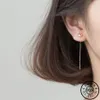 Fashion 925 Sterling Silver Small Heart Shape Statement Rose Gold Color Long Chain Ear Hanging Dangle Drop Earrings for Women333m