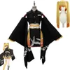 Cosplay Anime Demon Slayer Kimetsu No Yaiba Agatsuma Zenitsu Cosplay Costume Wig Sexy Woman Kimono Lolita Maid Dress Halloween Suit