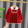 Pullover Winter Fashion Children's Knitted Dress Girls Princess Style Doll Collar Long-sleeved Sweater Dress Kids Toddler Party Clothing 231016