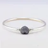 BAYLES Jewelry 925 Sterling Silver Bangle مع مشبك على شكل قلب ومساور CZ CZ صافية للنساء الموضة المجوهرات الراقية W258I