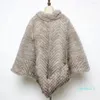 Lenços inverno mulheres real natural xale luxo mão de malha genuíno poncho/cabo senhora moda quente casual capas