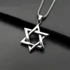 Pendant Necklaces Star Of David Israel Chain Necklace Women Stainless Steel Judaica Silver Color Jewish Men JewelryPendant328J