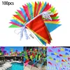 Party Decoration 50m 100 Flags Multicolored Triangle Bunting Banner Pennant Festival Outdoor Garland Holiday