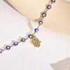 Anklets 2023 Bohemia Fatima Hamsa Hand Evil Blue Eye Charm for Women for Gold Color Stainless Steel Chains調整可能な足首