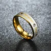 Anelli nuziali 1 pezzo 4mm / 6mm in acciaio inossidabile color oro per sempre amore anello per donna uomo coppia cristallo CZ regalo taglia 5-12