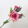 Decoratieve bloemen kunstmatige gesimuleerde roze roos mooie knoppen voor thuis bruiloft decoratie gele nep bloemboeket herfst