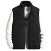 Chalecos para hombres 2023 Chaqueta cálida de invierno Chaleco con cremallera sin mangas Color sólido Casual Algodón acolchado Cuello de soporte grueso Use abrigo exterior