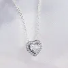 Ожерелье из стерлингового серебра 925 пробы с поднятым сердечком и бриллиантами Свадебные дизайнерские украшения для женщин Подарок подруге Ожерелья с сердечками в оригинальной коробке