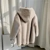 Pelliccia da donna moda finto inverno maglione allentato donna spesso caldo cappotto di pelliccia visone impermeabile con cerniera di media lunghezza