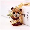 Portachiavi Portachiavi Creativo Simpatico strass Cartone animato Panda Portachiavi Sichuan Nt Ciondolo in metallo Animale Piccolo regalo Consegna di goccia Gioielli D Dhpil