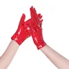 Gants à cinq doigts sexy femmes en cuir verni gants longs/courts PVC look mouillé dames brillant noir rouge soirée gants en polyuréthane cosplay gothique clubwear 231016