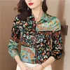 Damesblouses Satijn Bedrukt Vintage Overhemden FASHION Zijde Losse Polo Halzen Dameskleding Lente/Zomer Lange Mouwen Tops