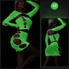 Sexy conjunto feminino bodysuit luminoso ver através oco para fora roupas líquidas lingerie exótica trajes de malha vestido roupa interior 231017