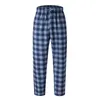 Calças de dormir masculinas xadrez moda solta calças casuais pijama mens com bolsos treinamento pantalones hombre esporte