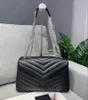 Роскошные дизайнерские сумки через плечо, сумка через плечо, черная марка LOULOU, Y-образный дизайнерский шов, кожаная женская металлическая цепочка, высококачественная раскладушка, подарочная коробка оптом