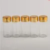 50 pz 10 ml Bottiglie di vetro Vite in alluminio Tappo dorato Vuoto Trasparente Liquido trasparente Contenitore regalo Bottiglia dei desideri Jarsgood qty Fahce