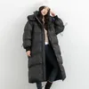 Womens Down Parkas Winter Jacket Women Long Loose Korean Fashion Hooded Puffer Coat Thick Warm Drawstring Waterproof Snow Outwear 231018