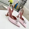 Designers Luxury Women High Heeled Sandals Shoes Amina Muaddi Begum Bow Crystal-Embellished Buckle Pointed Sunflower Sandal Summer Girl Dinner Dress Shoes36-42