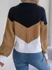 Chandails pour femmes Liooil Color Block Stripe Pull en tricot Femmes Pulls à tricoter Tops en vrac côtelés 2023 en tricots automne hiver