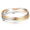 Tre-i-one Bangles rostfritt stål manschettarmband Trippel låst Bangle for Woman Girl Fashion Charm Jewelry2348