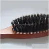 Saç Fırçaları Doğal Domuz Kılı Saç fırçası Mas tarak anistatik kafa derisi kürek fırçası Kayın Ahşap Tutma Aracı Damla için Dheb5